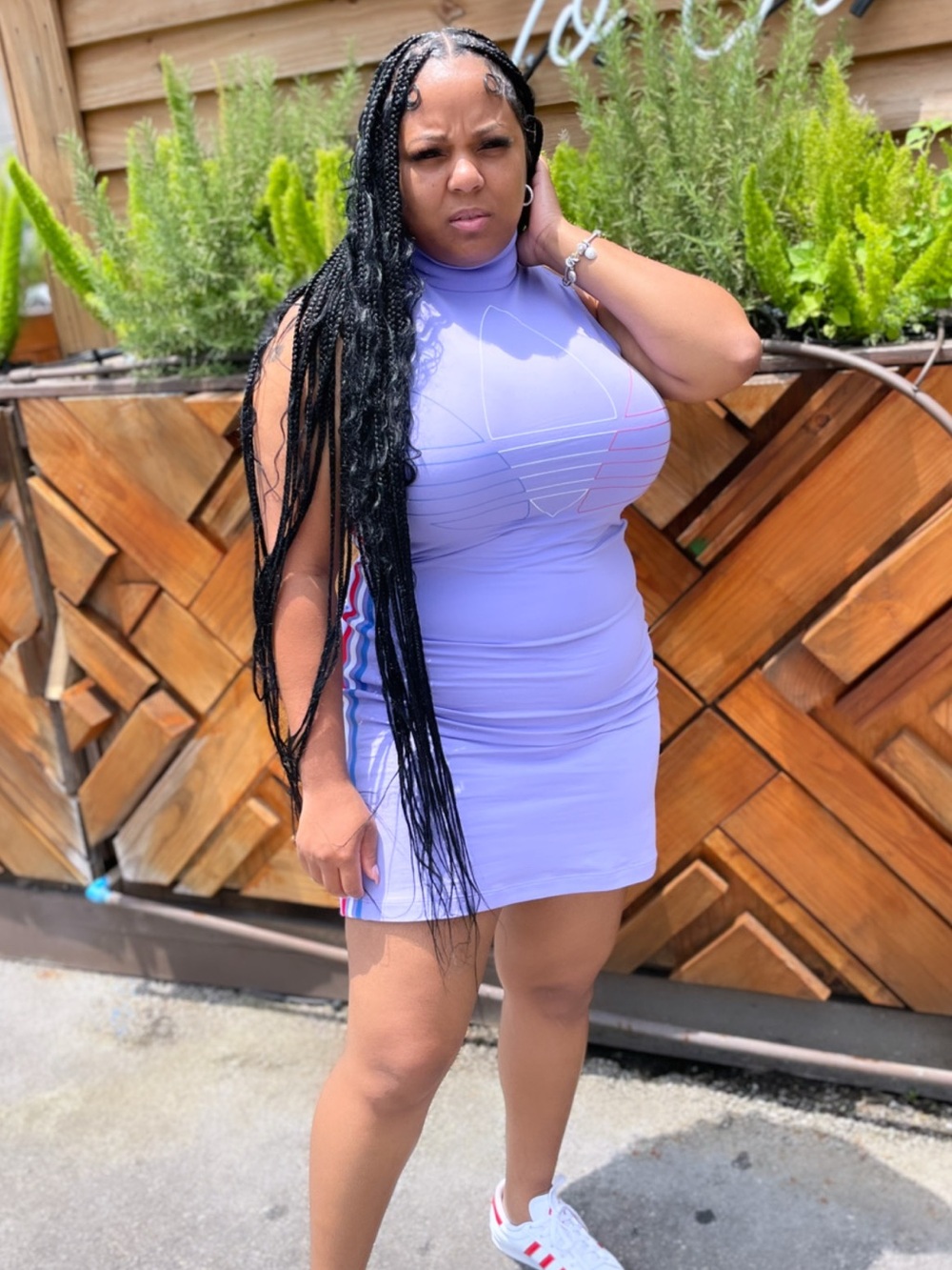 adidas Lavender Sleeveless Bodycon Mini Dress